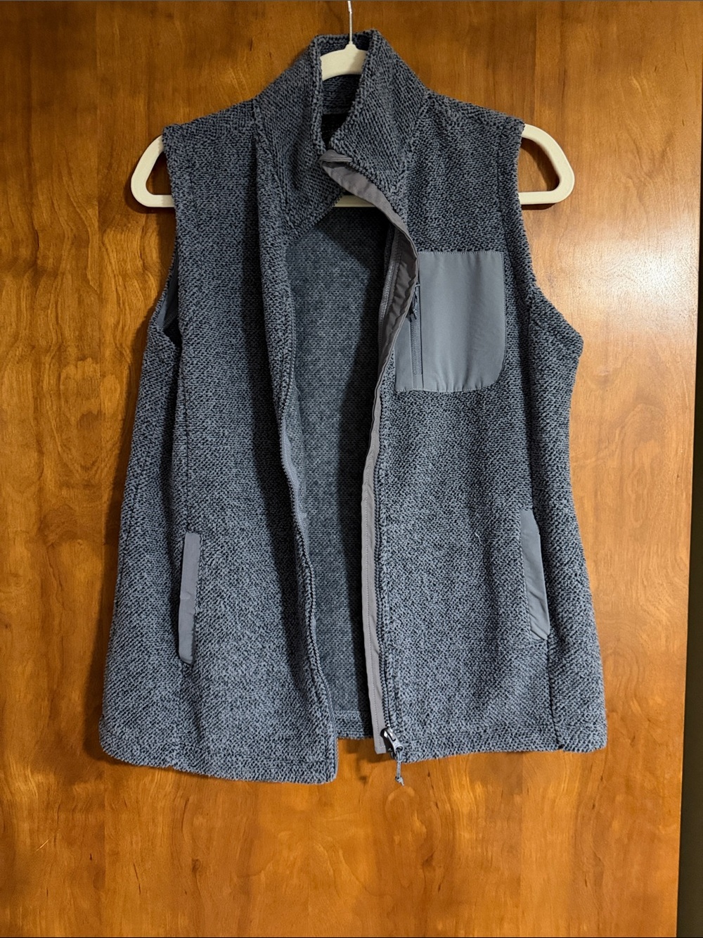 Balance Collection Heathered Navy Gray Sherpa Vest with Chest Pocket
